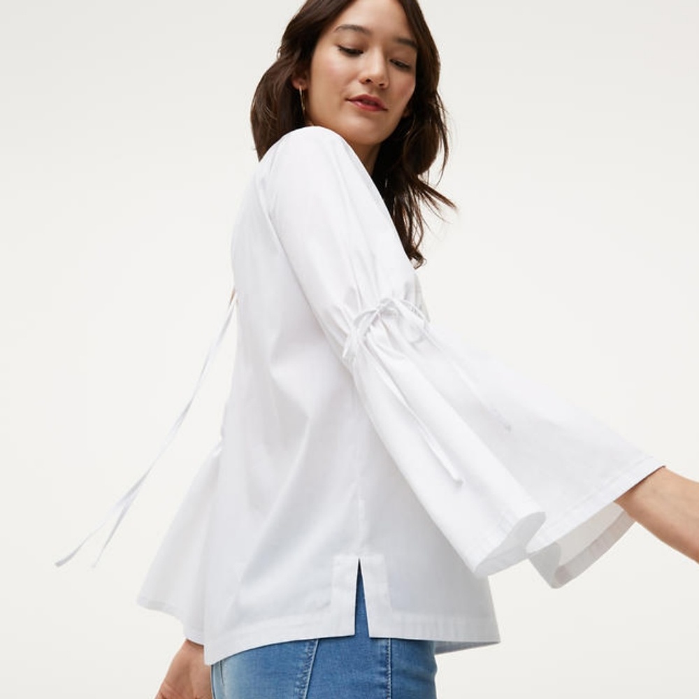 LOFT tied bell sleeve top